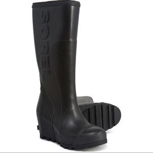Sorel Joan Rain Wedge Tall Boots - All Black